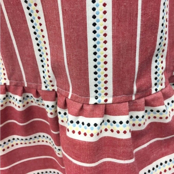 Sleeveless Prairie Dress Red & White Striped w POCKETS! - Picture 4 of 5